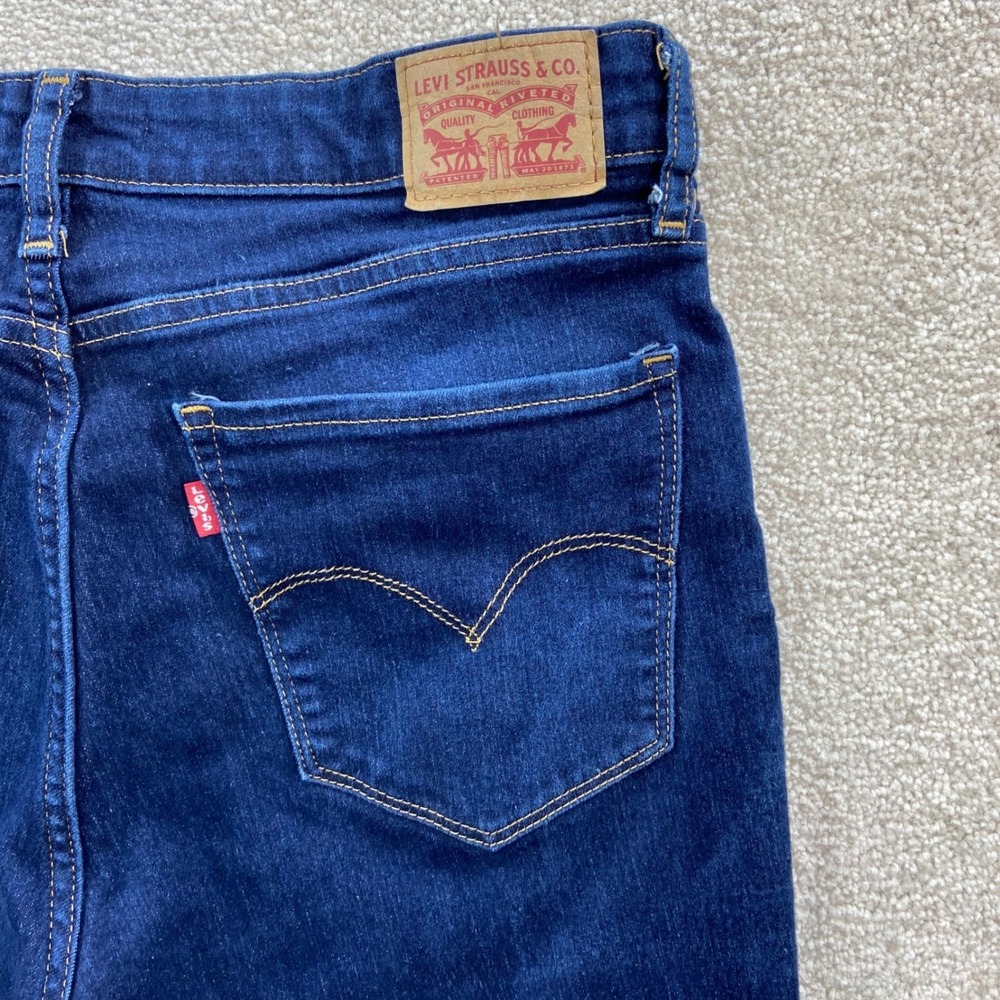 Levis 725 High Rise Bootcut Jeans Womens 32 Dark Blue Stretch Denim - Picture 2 of 11
